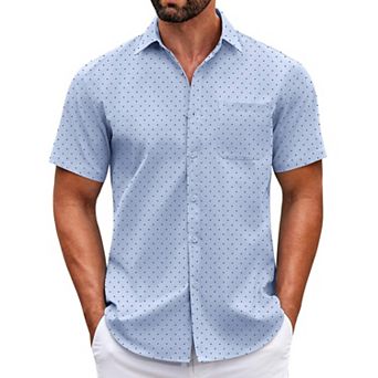 COOFANDY Mens Short Sleeve Casual Button Down Shirts Summer Untucked Dress Shirts with Pocket