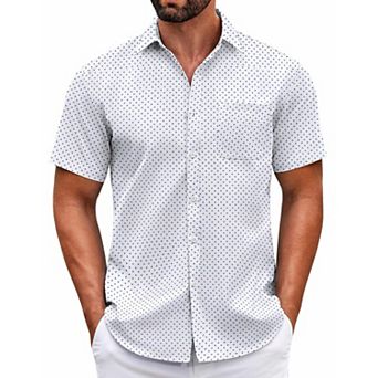 COOFANDY Mens Short Sleeve Casual Button Down Shirts Summer Untucked Dress Shirts with Pocket
