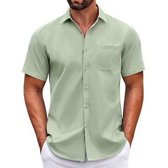 COOFANDY Mens Short Sleeve Casual Button Down Shirts Summer Untucked Dress Shirts with Pocket