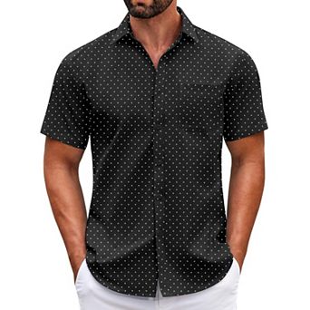 COOFANDY Mens Short Sleeve Casual Button Down Shirts Summer Untucked Dress Shirts with Pocket