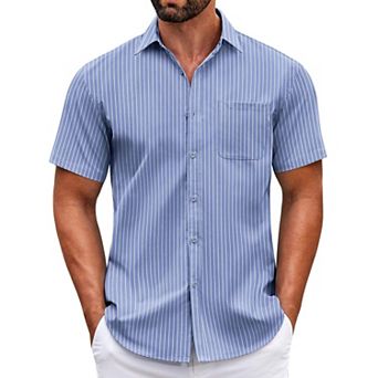 COOFANDY Mens Short Sleeve Casual Button Down Shirts Summer Untucked Dress Shirts with Pocket