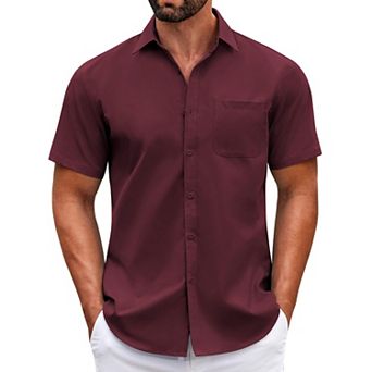 COOFANDY Mens Short Sleeve Casual Button Down Shirts Summer Untucked Dress Shirts with Pocket
