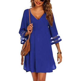 Ekouaer Women's Beach Coverups 3/4 Mesh Sleeve Bathing Suit Cover Ups Beachwear Loose Fit Swimwear