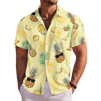 COOFANDY Men' Hawaiian Shirt Short Sleeve Floral Button Down Shirts Tropical Holiday Beach Shirts