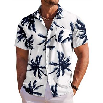 COOFANDY Men' Hawaiian Shirt Short Sleeve Floral Button Down Shirts Tropical Holiday Beach Shirts