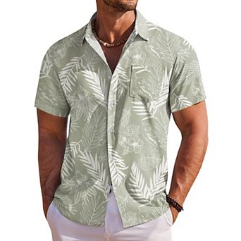 COOFANDY Men' Hawaiian Shirt Short Sleeve Floral Button Down Shirts Tropical Holiday Beach Shirts