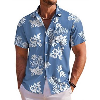 COOFANDY Men' Hawaiian Shirt Short Sleeve Floral Button Down Shirts Tropical Holiday Beach Shirts