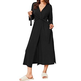 Ekouaer Womens Robes Lightweight Knit Waffle Bathrobe Casual Ladies Loungewear