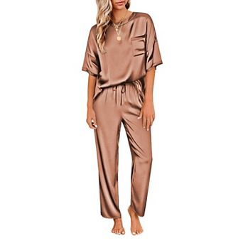 Ekouaer Womens Pajamas Set Two Piece Pj Sets Sleepwear Loungewear Short Sleeve Pj Sets