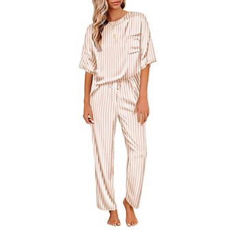 Ekouaer Womens Pajamas Set Two Piece Pj Sets Sleepwear Loungewear Short Sleeve Pj Sets