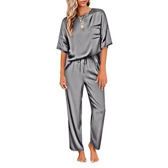 Ekouaer Womens Pajamas Set Two Piece Pj Sets Sleepwear Loungewear Short Sleeve Pj Sets