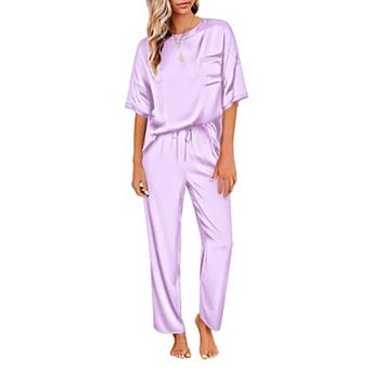 Ekouaer Womens Pajamas Set Two Piece Pj Sets Sleepwear Loungewear Short Sleeve Pj Sets