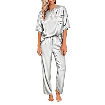Ekouaer Womens Pajamas Set Two Piece Pj Sets Sleepwear Loungewear Short Sleeve Pj Sets