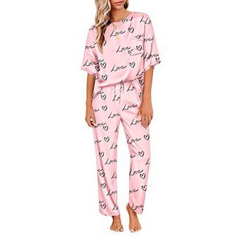 Ekouaer Womens Pajamas Set Two Piece Pj Sets Sleepwear Loungewear Short Sleeve Pj Sets