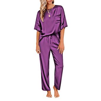 Ekouaer Womens Pajamas Set Two Piece Pj Sets Sleepwear Loungewear Short Sleeve Pj Sets