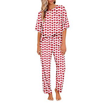Ekouaer Womens Pajamas Set Two Piece Pj Sets Sleepwear Loungewear Short Sleeve Pj Sets