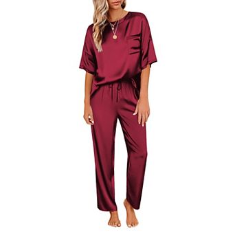 Ekouaer Womens Pajamas Set Two Piece Pj Sets Sleepwear Loungewear Short Sleeve Pj Sets