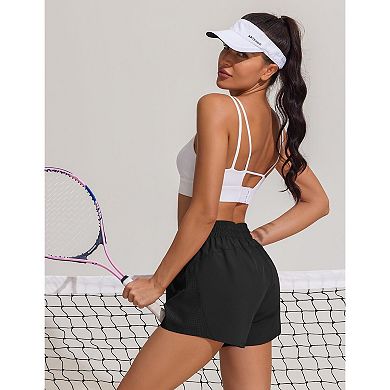 PINSPARK Women's 2-in-1 Running Shorts Soft Liner Quick Dry Active Shorts with Pockets