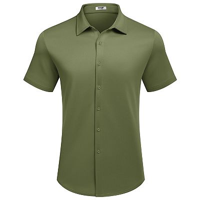 mens short sleeve dress shirts wrinkle free PETCDIM Linen Contrast Color Casual Button Down Shirts Pocket Stretch Business Work Formal Shirt Black : Clothing, Shoes & Jewelry A breathable Shirts | Mens Casual Dress
