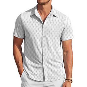 COOFANDY Mens Wrinkle Free Button Up Shirts Short Sleeve Fitted Casual Dress Shirts