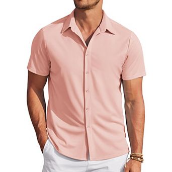 COOFANDY Mens Wrinkle Free Button Up Shirts Short Sleeve Fitted Casual Dress Shirts