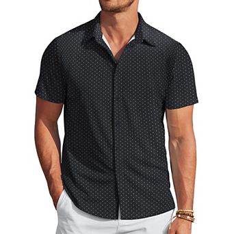 COOFANDY Mens Wrinkle Free Button Up Shirts Short Sleeve Fitted Casual Dress Shirts