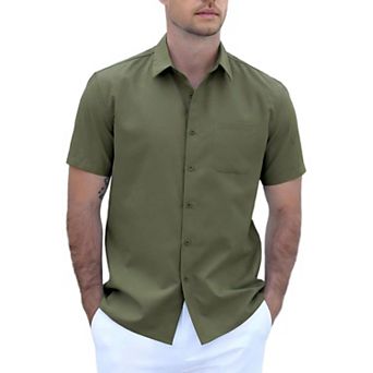 COOFANDY Men's Lightweight Breathable Short Sleeve Shirt Daily Casual and Office Wrinkle-Resistant