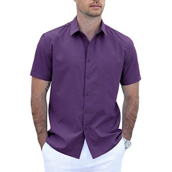 COOFANDY Men's Lightweight Breathable Short Sleeve Shirt Daily Casual and Office Wrinkle-Resistant