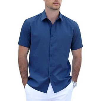 COOFANDY Men's Lightweight Breathable Short Sleeve Shirt Daily Casual and Office Wrinkle-Resistant