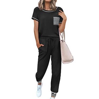 Ekouaer Women's Soft Short-Sleeve Pajama Set with Long Pants
