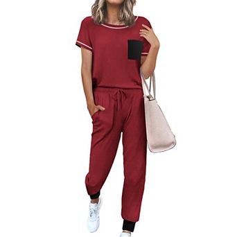 Ekouaer Womens Pajama Sets Short Sleeve Pjs Lounge Set 2 pc Sleepwear With Long Pants