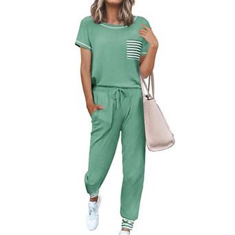 Ekouaer Womens Pajama Sets Short Sleeve Pjs Lounge Set 2 pc Sleepwear With Long Pants