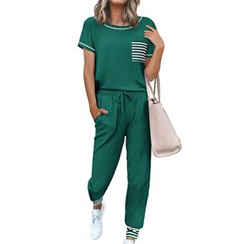 Ekouaer Womens Pajama Sets Short Sleeve Pjs Lounge Set 2 pc Sleepwear With Long Pants