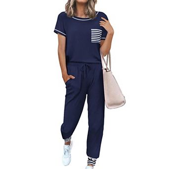 Ekouaer Womens Pajama Sets Short Sleeve Pjs Lounge Set 2 pc Sleepwear With Long Pants