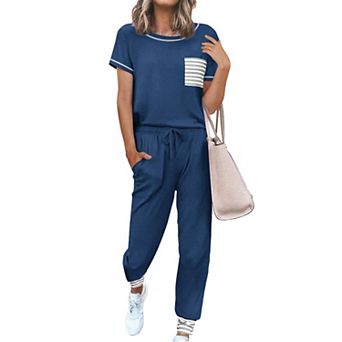 Ekouaer Womens Pajama Sets Short Sleeve Pjs Lounge Set 2 pc Sleepwear With Long Pants