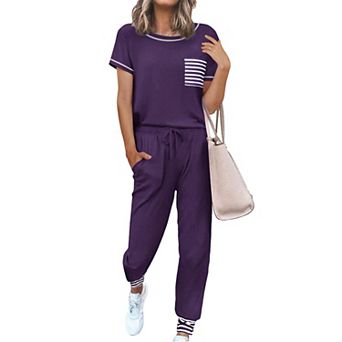 Ekouaer Womens Pajama Sets Short Sleeve Pjs Lounge Set 2 pc Sleepwear With Long Pants