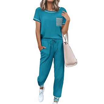 Ekouaer Womens Pajama Sets Short Sleeve Pjs Lounge Set 2 pc Sleepwear With Long Pants
