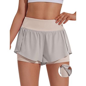 Pinspark Women's Athletic Shorts with Liner Double Layer Gym Shorts for Workout Dancing