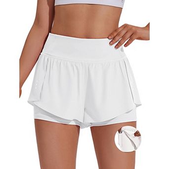 PINSPARK Women's Athletic Shorts with Liner Double Layer Gym Shorts for Workout Dancing