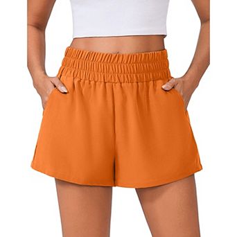 PINSPARK Women's 3"High Waisted Athletic Running Shorts Quick Dry Linerless Gym Shorts with Pockets