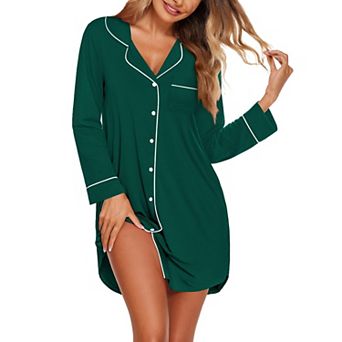 Ekouaer Nightgowns for Women Button Down Sleepshirt Long Sleeve Nightshirt Nursing Sleepwear