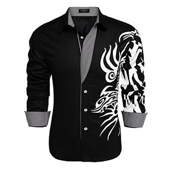 COOFANDY Mens Fashion Print Dress Shirt Casual Cotton Button Down Shirts