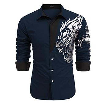 COOFANDY Mens Fashion Print Dress Shirt Casual Cotton Button Down Shirts