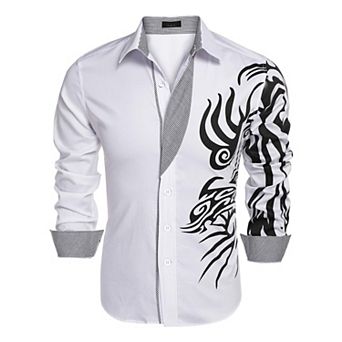 COOFANDY Mens Fashion Print Dress Shirt Casual Cotton Button Down Shirts