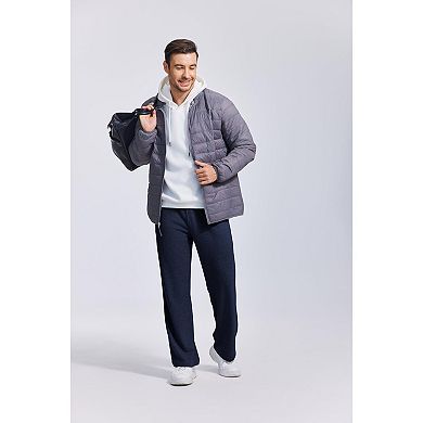 PINSPARK Men's Lightweight Cotton Sweatpants Baggy Open Bottom Lounge Jogger Pants with Pockets