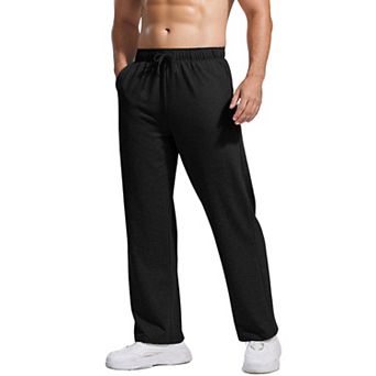 PINSPARK Men's Lightweight Cotton Sweatpants Baggy Open Bottom Lounge Jogger Pants with Pockets
