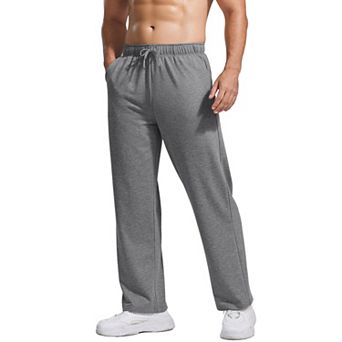 Pinspark Men's Lightweight Cotton Sweatpants Baggy Open Bottom Lounge Jogger Pants with Pockets