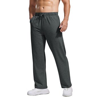 PINSPARK Men's Lightweight Cotton Sweatpants Baggy Open Bottom Lounge Jogger Pants with Pockets