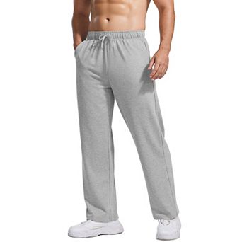 PINSPARK Men's Lightweight Cotton Sweatpants Baggy Open Bottom Lounge Jogger Pants with Pockets