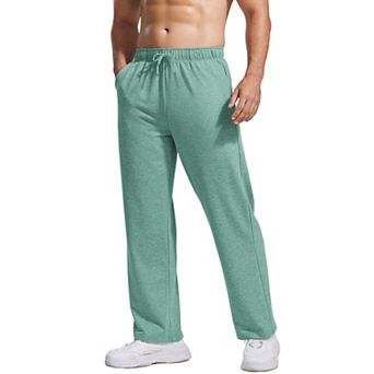 PINSPARK Men's Lightweight Cotton Sweatpants Baggy Open Bottom Lounge Jogger Pants with Pockets